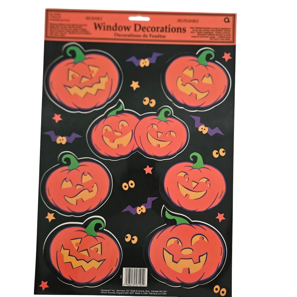 Halloween Window Clings Decorations Pumpkin Bats Stars Reusable New